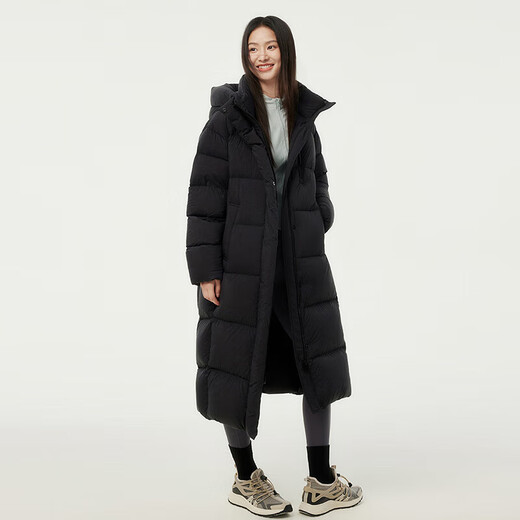 Tambor Down Jacket Women's Long Puff New National Standard 90 Fleece Hooded Fashion Winter Warm Jacket Black 160