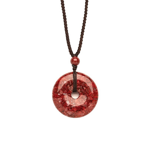 Langkaidanton Xiangxi cinnabar pendant translucent crystal sand safety buckle pendant for men and women amulet jewelry natal