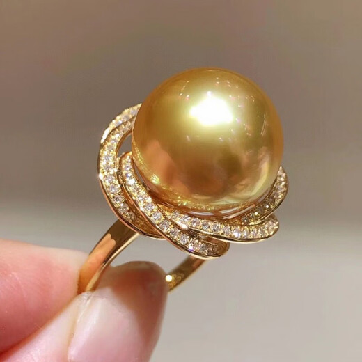 Fat Donglai's same style seawater pearl pendant 18K gold South Sea gold perfect round strong light thick gold necklace silver k gold plated set gold 14mm pendant + necklace