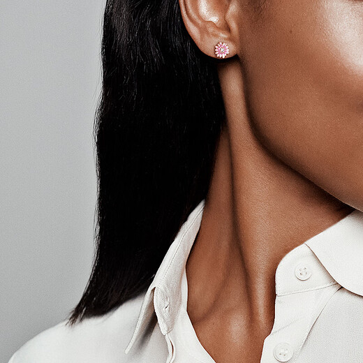 PANDORA Pink Daisy Earrings Rose Exquisite Couple Gift Birthday Gift for Girlfriend