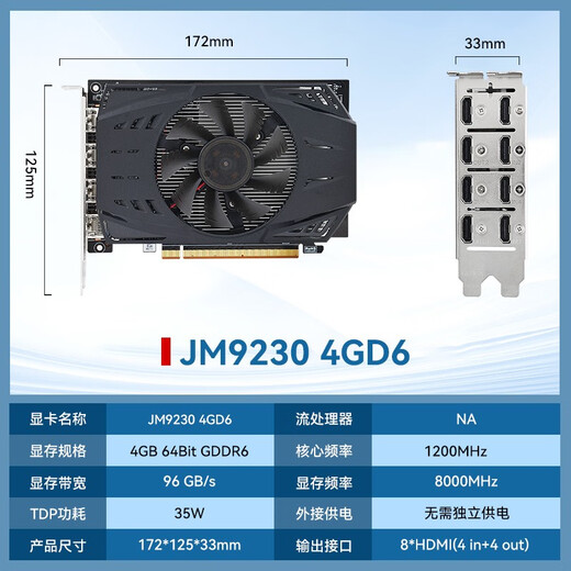 
Xiaoyingba Jingjiawei JM9230/9100 commercial video codec domestic GPU all-in-one notebook MXM independent desktop graphics card JM9230 4G 4H