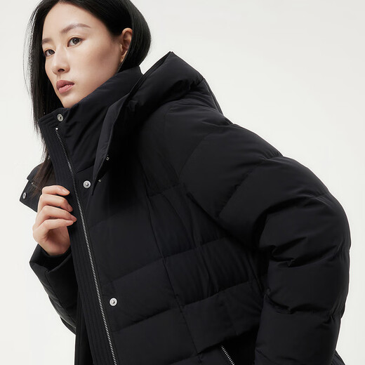 Tambor Down Jacket Women's Long Over-the-Knee Waist Hooded Autumn and Winter Business Warm Jacket 530872Z Black 180