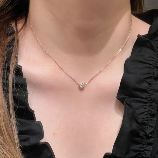 QUAMER Korean light luxury one diamond necklace women's bubble diamond plated 18k gold single diamond titanium steel rose rose gold
