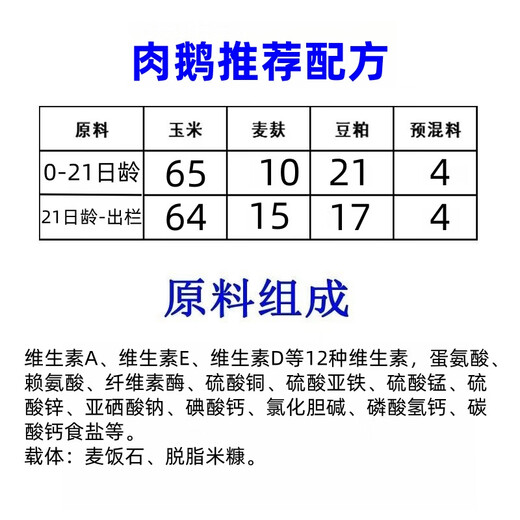 East China Zhengda 4% meat, goose, egg and goose premix can quickly stretch the frame, fatten, grow scales without loose stools, digest well and be put out early, 1 bag of meat goose in the later stage
