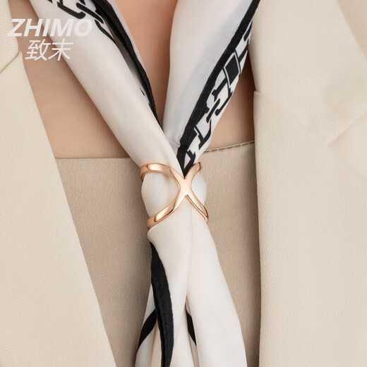 ZHIMO simple and versatile X silk scarf buckle niche design glossy geometric scarf buckle new square scarf buckle F00390A999
