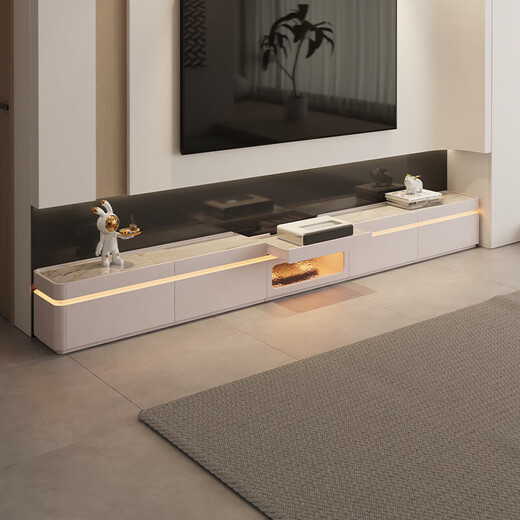 Isabel 2024 new model TV cabinet combination cabinet hidden socket modern simple living room background wall cabinet cream style floor cabinet 2.4 meters floor-standing TV cabinet/4 drawers
