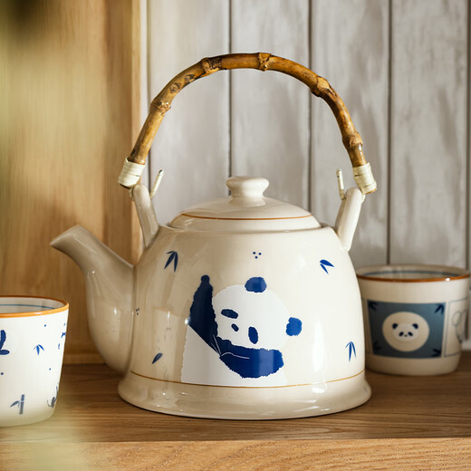 Modern housewife mototo panda teapot gift box tea set complete set of high-looking teapot teacup tea set tea tray gift box gift box mototo hand raised panda teapot 1200ml