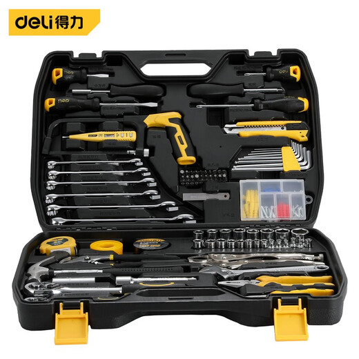 Deli tool box household set multi-functional hardware tool collection electrician special home repair combination DL59618-piece set