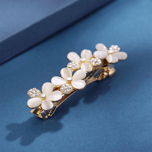 Chimera (CHIMERA) flower hairpin rhinestone cat's eye one-word clip back of the head half-tied ponytail hair accessory girl's birthday gift