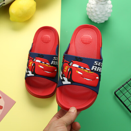 DISNEY Disney children's slippers boys comfortable bathroom home baby slippers cartoon children's slippers middle child red 2251090