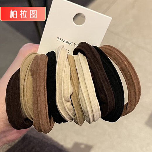 PLATO Seamless Rubber Band Women's Hair Tie, High Elasticity and Durable Hair Tie, Hair Tie, Hair Tie, Thick High Ponytail, Striped Style, Mixed Color, 5 Pieces, Same Style as Internet Celebrities, High Elasticity Hair Tie that Will Not Harm Hair