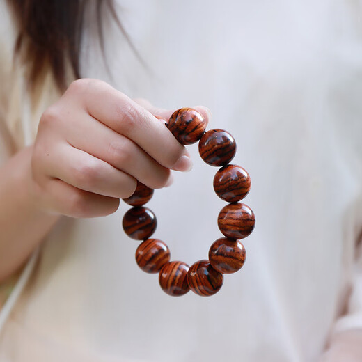 穆百年黄花梨手串 男女款虎皮纹佛珠老料高油高密单圈文玩手链 约20mm