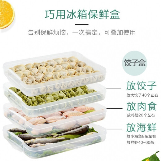 Dumpling box, frozen dumplings, multi-layer refrigerator, quick-frozen dumplings, household egg preservation box, tray, frozen chaos storage box, transparent color, extra large size (one box, one lid)