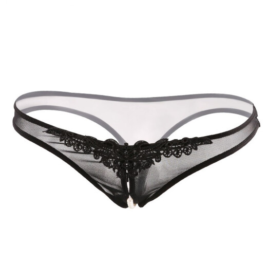 Feimu Men's and Women's Sexy Underwear Open Crotch Suit Sexy Open Buttocks T-Pants JK Underwear No-Take-Off Thong C-Pants Couple Pearl Lace Transparent Uniform Lure Flower Video Disc Type C - 4 Piece Gift Box