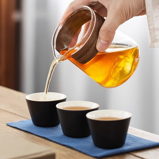 Weici travel tea set portable outdoor set quick cup camping office tea glass teapot gift set Yahei-Guanshan quick cup set 6 pieces 3 cups in one pot (tea towel included) with filter element