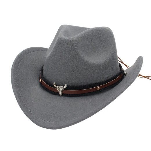 ESQTJF Tibetan tilt-up hat Western cowboy hat Tibetan felt hat new cow head prairie plateau ethnic style outdoor hat brown (cowboy calf head) M (56-58cm)