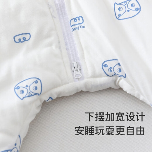 Tongtai infant sleeping bag autumn and winter quilted baby one-piece pajamas pure cotton children's thickened anti-kicking quilt anti-jumping blue autumn and winter quilted room temperature 0-10 73 yards 73 yards