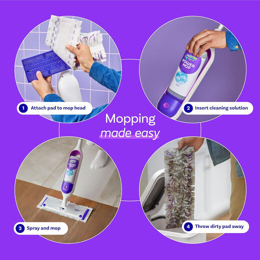 SWIFFER imported from the United States SWIFFER PowerMop pads 5X powerful electric water spray mop set and replacement 5X powerful electric mop with 2 dry towels and 1 detergent