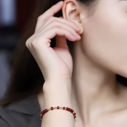 COASZE Starry Pigeon Blood Ruby Bracelet Women's 18K Gold Hand Jewelry Colorful Treasures Chinese Valentine's Day Gift for Wife and Girlfriend Ruby Bracelet 18cm