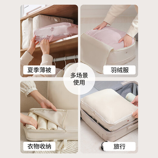 Baiyite Travel Storage Bag Portable Suitcase Clothes Down Jacket Compressible Quilt Organizer Bag Portable Clothing Bag Pink Extra Large 40*30*18cm 1 Pack