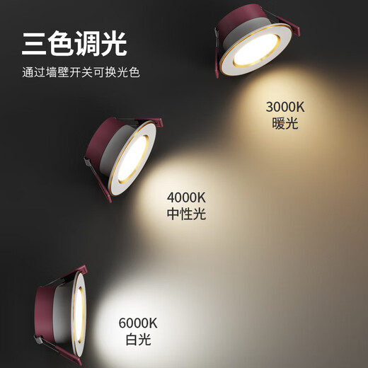 Yilin (yilin) LED downlight embedded 5cm5.5cm6cm6.5cm open hole living room bull's eye lamp ceiling spotlight small hole lamp aluminum 3W all white white light opening 5-6.5c