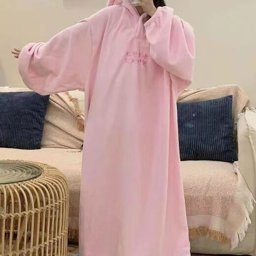 CEENIU Shuiyao daily rest pajamas and home clothes new autumn and winter oversized loose Japanese style plus velvet thickened hooded embroidery for men and women gray XL