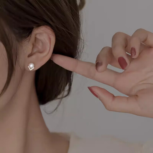 Qi Xiaomi 999 pure silver pearl earrings for women, light luxury and high-end 2024 new bestie earrings niche design temperament earrings one pair