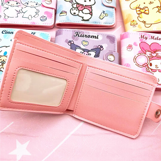 Tanbeiman Portefeuille pour Enfants Filles Dessin Animé Mignon Court Demi-plié Pu Souple Porte-Monnaie Étudiant Multifonction Porte-Monnaie Porte-Carte Rose KT Chat Portefeuille de Dessin animé pour Enfants