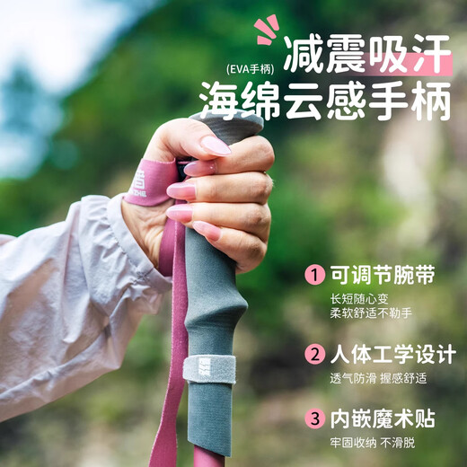 Explorer (TAN XIAN ZHE) carbon fiber ultra-light outdoor trekking pole, folding adult trekking pole, hiking stick, vine purple, carbon and aluminum folding model, free storage bag