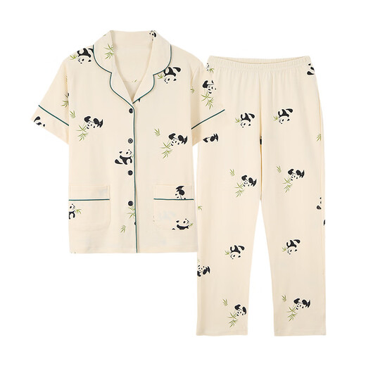 Modal mother pajamas for women 2025 summer thin cotton style for middle-aged and elderly simple casual and loose can wear home clothes set Y9922 women-XXL