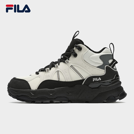 FILA women's mid-cut plus velvet dad shoes casual shoes winter warm thick-soled sneakers turtledove yellow/black-TB 37.5