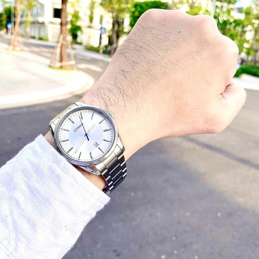 CITIZEN watch men's quartz movement series luminous waterproof watch date display men's watch birthday gift BI1030-53A silver plate steel belt