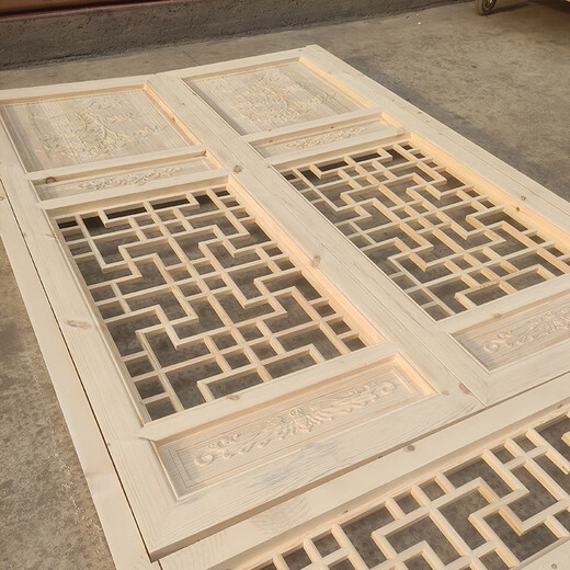 Dongyang wood carving antique doors and windows hollow flower grilles ancient building solid wood old-fashioned wooden doors sliding doors Chinese flower window partitions customized products contact customer service
