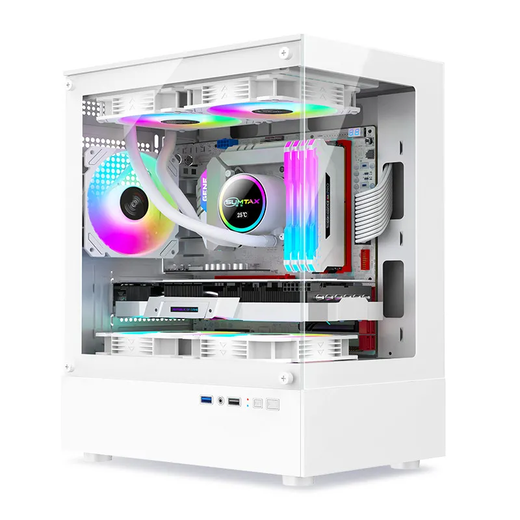 Mingsu Jizhi Titan PRO Computer Case Gaming Power Supply (Side Transparent/Support ATX/Wide-body Gaming Computer Case/Support Long Graphics Card/Backline) Xuanwu MINI Panoramic Room-White