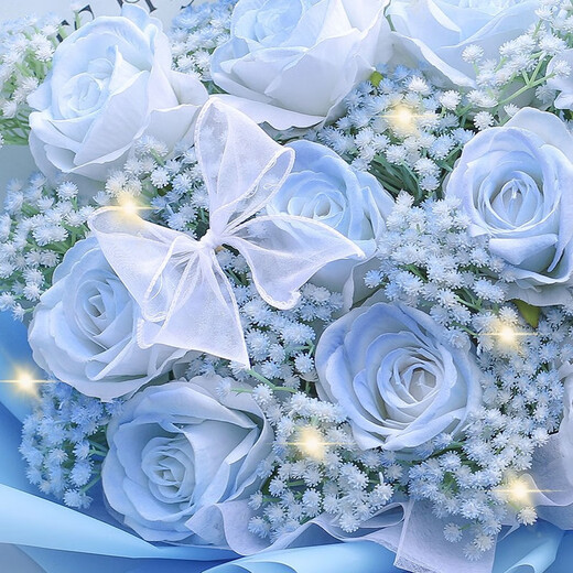 Huawang Flower Express Flower Gift Crushed Ice Blue Roses Confession of Love to Girlfriend, Lover, Birthday Gift Girl Same-City Delivery Star Love 11 Crushed Ice Blue Roses |dy679