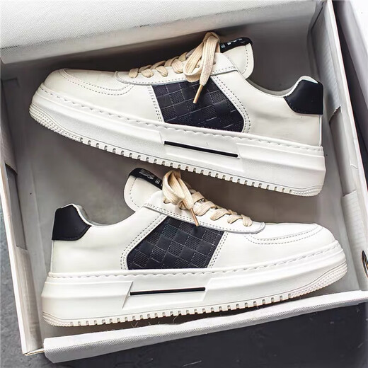 Schuhe für Männer im Sommer atmungsaktueller dicker einziger trendiger vielseitiger Sportschuhe für Männer in Herrenbrettschuhen atmungsaktive trendige Schuhe Fashion Casual Schuhe 9906 Weiß und Schwarz 41