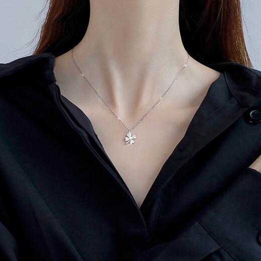 Farcoko pt950 platinum necklace women's four-leaf clover pendant platinum clavicle chain fashion jewelry birthday gift for girlfriend pt950 platinum necklace + diamond four-leaf clover pendant - exquisite high-end gift box