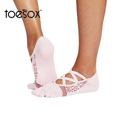 Toesox yoga socks, toe socks, non-slip, Pilates dance sports socks, taro powder (full toe) S (size 34~38)