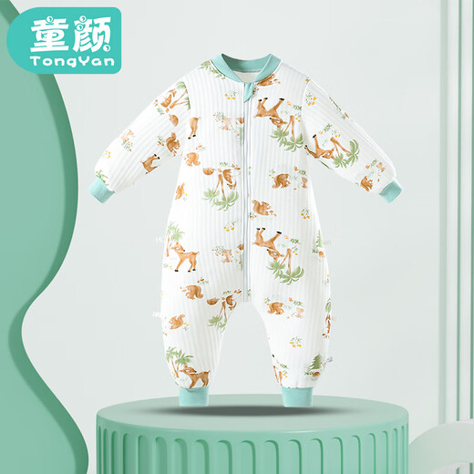 Childlike Baby Sleeping Bag Autumn and Winter Children's Anti-kick Bamboo Cotton Baby Pajamas Air Layer Split Leg Sleeping Bag Elk Size 80
