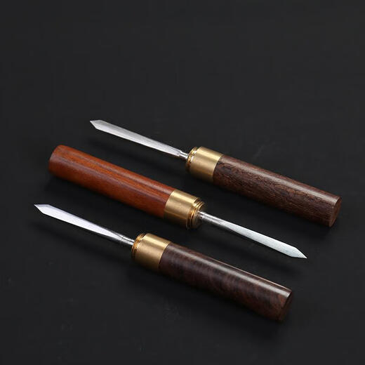 Mumer Pu'er tea knife ebony rosewood handmade copper parts black tea knife stainless steel tea knife tea needle tea cone tea pry purple sandalwood Damascus carved tea knife