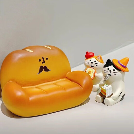 Yunya couple's warm little ornaments, cute cat desktop decoration, anniversary gift for boyfriend and girlfriend, housewarming gift, bread sofa + cake cat + toast cat