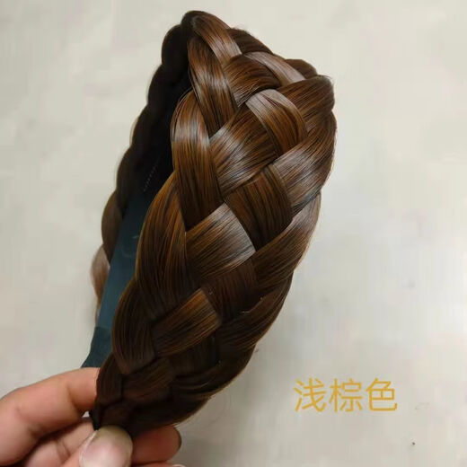 Mengkuan widened cover white hair headband wig hairband middle-aged mother elegant headband hairpin dark brown (widened type)
