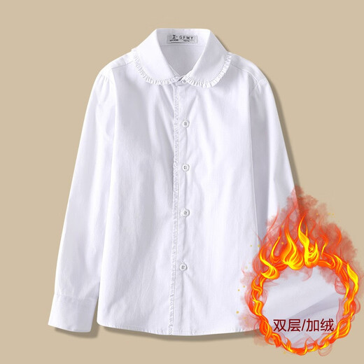 Feathered Duck Girls Pure Cotton Performance White Shirt 6 Spring and Autumn 7 Student Girls 8 School Uniform 9 Children's White Velvet Bottoming Shirt 10 White Light Board (Spring and Autumn) 160 Codes