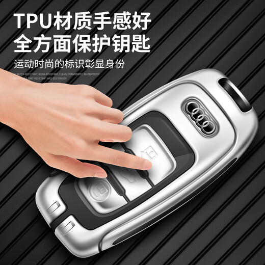 LONGSNOL is suitable for Audi A6L old model 12/13/14/15/16/17/18 Q5/A4L car key bag protective shell buckle A style gun brown single shell