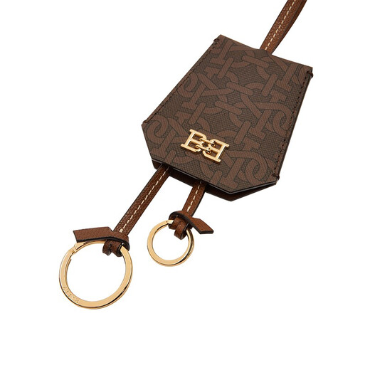 BALLY printed metal label key bag brown