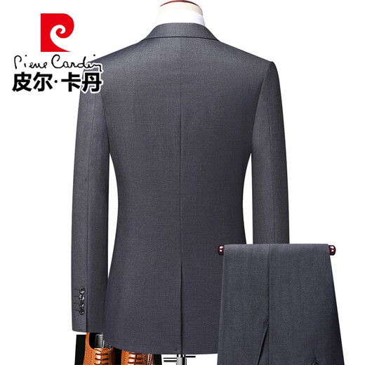 Pierre Cardin high-end customized suit suit men's formal work wear professional wear men's wedding groom groomsmen dress suit men navy blue two buttons (top + pants) XL 180