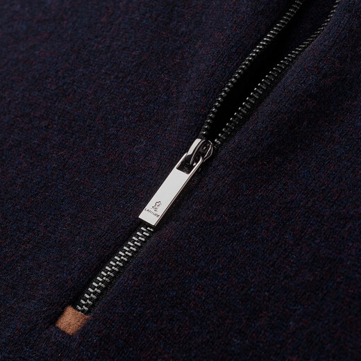 MONTAGUT winter men's 100% pure wool sweater half turtleneck zipper knitted sweater Navy 54