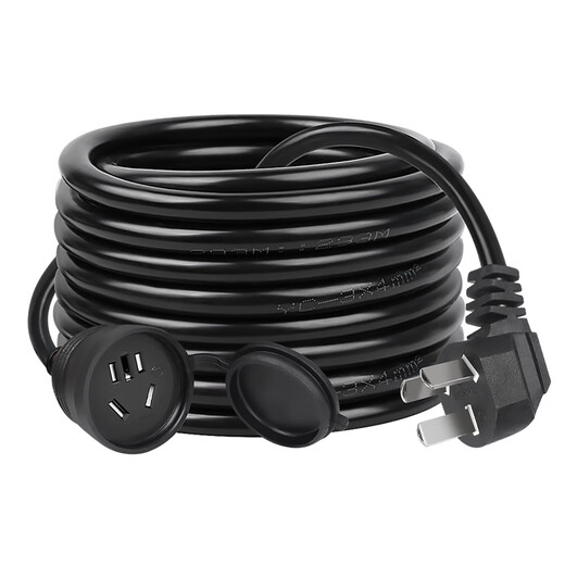 Middle seat battery car electric vehicle charging extension cord socket high power 4 square meters 16A socket plug strip drag strip 10 meters - black 3*4 square meters free practical 3-piece set