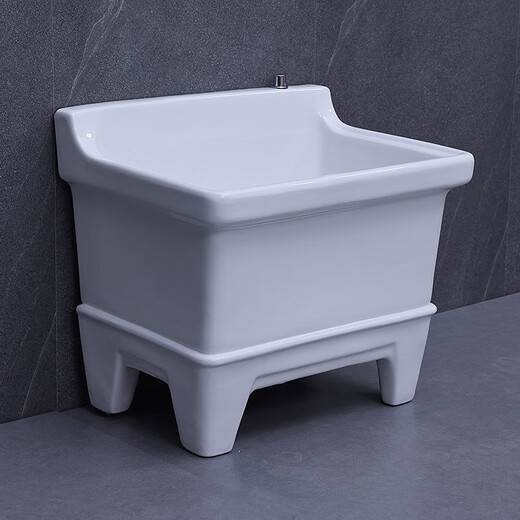 Shantou Lincun ceramic mop pool balcony mop pool large square mop basin table-controlled automatic drain mop pool manual 40cm flat mouth