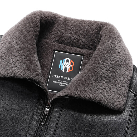 Woodpecker (TUCANO) Haining leather jacket for men, middle-aged dad, autumn and winter leather jacket, men's velvet thickened coat, middle-aged and elderly soft leather top, brown 180 (110-130Jin Jin is equal to 0.5 kg)